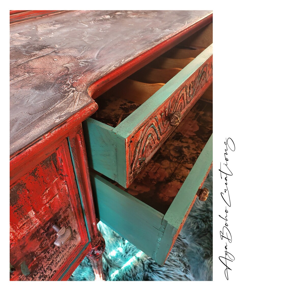 Funky Boho Decor Painted Buffet Buffet and Sideboards Buffet