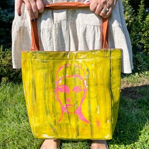 leather bag leather purse leather tote handmade clothing handpainted tote bag
