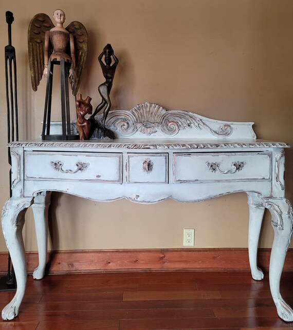 Vintage Furniture Hand Painted Hand Painted Furniture Entry Table Entry Way Table White Entryway Table Etsy UK