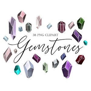 Gemstone Watercolor Elements Clipart, Crystal Watercolor Clipart, Watercolor Gemstones, Birthstone Crystal Clipart, Birthstone Clipart Png