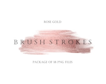 Rose Gold Brush Stroke Clipart - Rose Gold Watercolor Clipart, Rose Gold Watercolor Brush Strokes, Rose Gold Brush PNG, Rose Gold Logo,