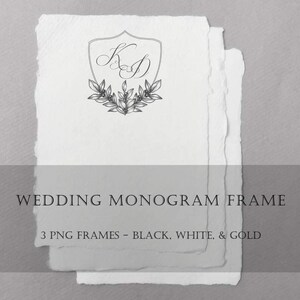 Wedding Crest Monogram Logo PNG, Wedding Crest Clipart PNG, Monogram Frame Clipart, Customized Wedding Crest Frame, Instant Download