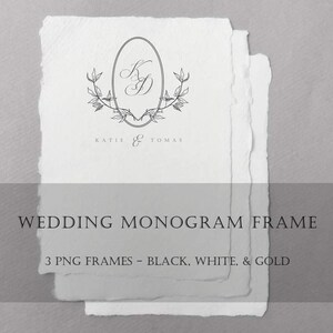 Wedding Crest Monogram Logo PNG, Wedding Crest Clipart PNG, Monogram Frame Clipart, Customized Wedding Crest Frame, Instant Download