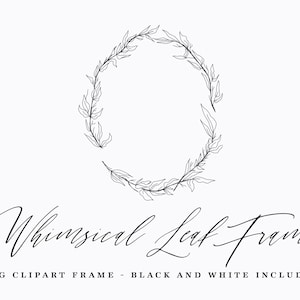 Line Art Floral Frame Clipart, Line Art Floral Frame PNG, Floral Line Art, Whimsical Floral Greenery Frame, Whimsical Floral, Clipart Frame