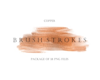 Copper Brush Strokes Clipart, Copper Foil Clip art, Copper Glitter Paint Brush Strokes, Copper Metallic Brush Strokes, Copper Glitter Stroke