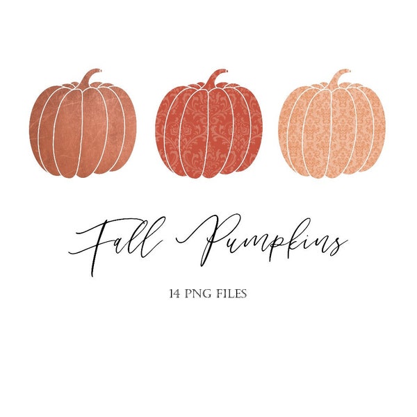 Pumpkin Clipart, Orange Pumpkin Clipart, Halloween Pumpkin Clipart, Copper Foil Pumpkin Clipart, Copper Clipart, Instant Download, Halloween