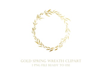 Gold Floral Frame Wreath Clipart - Custom Crest Design - Wreath Logo Design - Logo Clipart -  PNG Frame