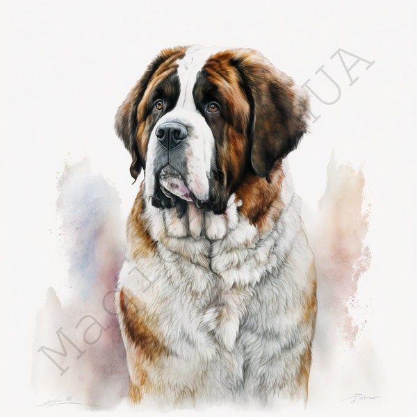 St. Bernard 8 Portraits set, St. Bernard Clipart, Commercial Use, Digital download, SVG stickers, Watercolor portrait, St. Bernard Bundle