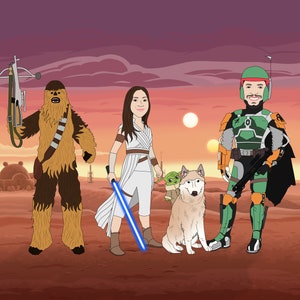 Cartoon family portrait, Custom Cartoon Portrait, Digital illustration, Family Fun Gift,