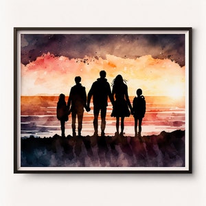 Arte de silueta, Retrato de silueta familiar personalizado, Ilustración personalizada de personas, Silueta de persona, Retrato de silueta de papá, regalo de mamá