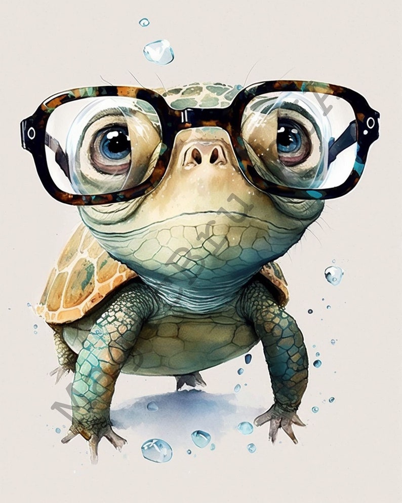 Turtle in Glasses 11 Portraits Set Turtle in Glasses Clipart - Etsy