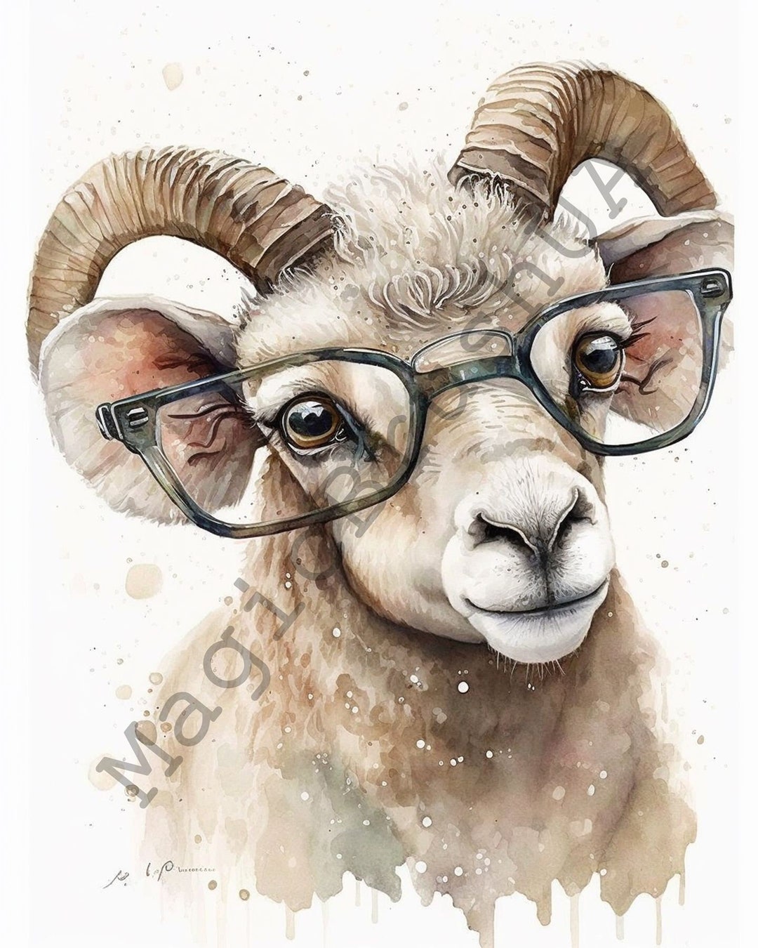 Ram in Glasses 12 Portraits Set, Ram in Glasses Clipart, Commercial Use ...