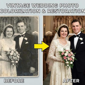 Digital Photo Restoration and Colorization, Repair Torn, Faded Photos (Digital File)