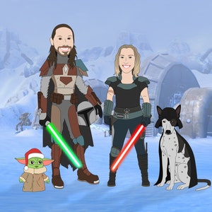 Custom Cartoon Portrait, Cartoon family portrait - Digital illustration, Family Fun Gift,
