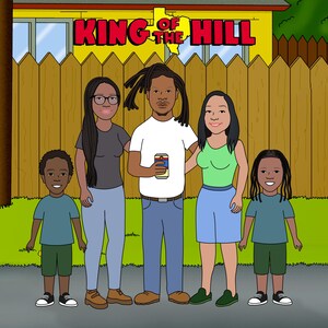 King of the hill Cartoon Portrait, Family Fun Gift, Custom King of the hill Family Portrait, Group King of the hill Portrait
