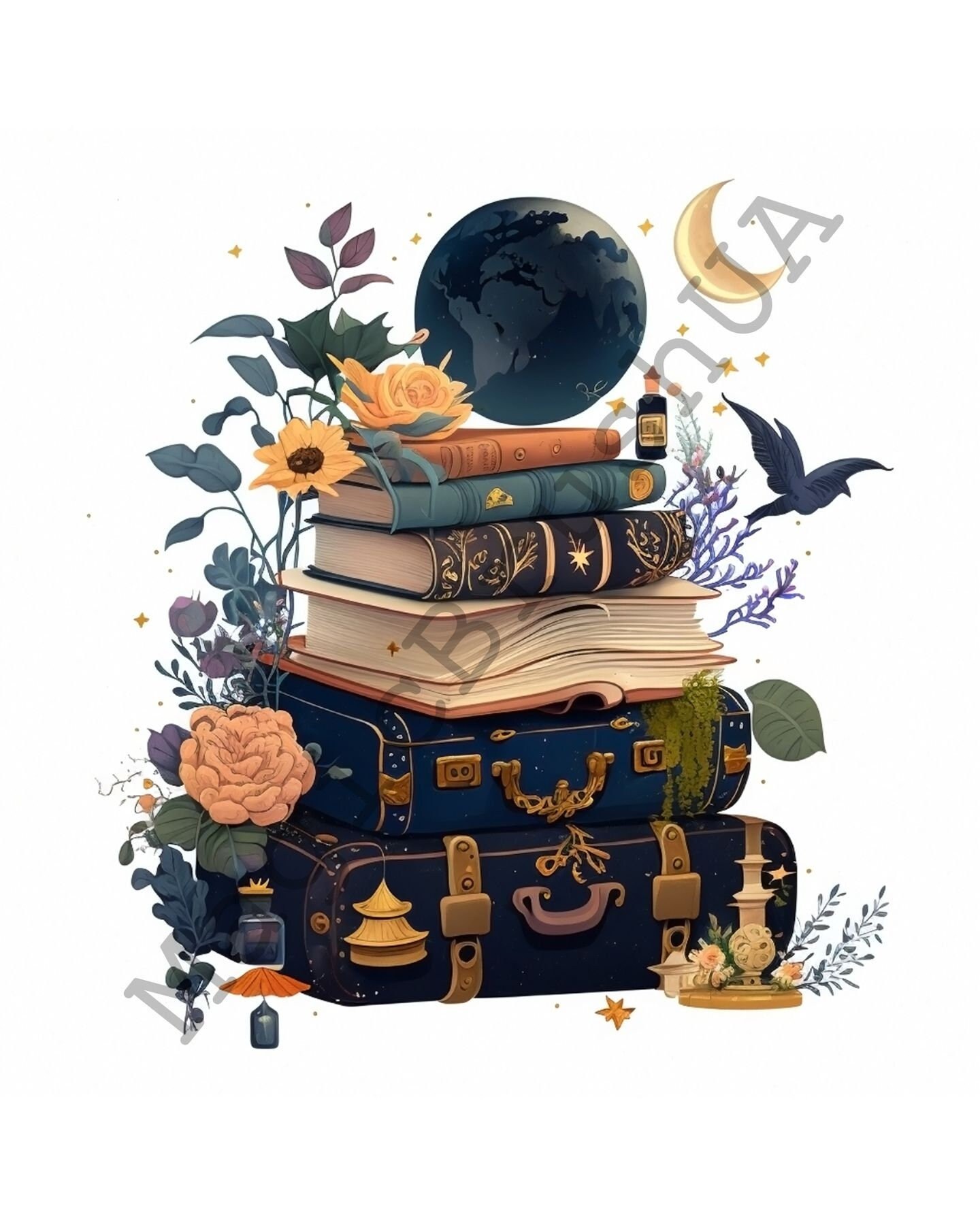 Magical Books 18 Portraits set, Magical Books Clipart, Magical Books Bundle, Digital download,Commercial Use, SVG stickers, Watercolor Books