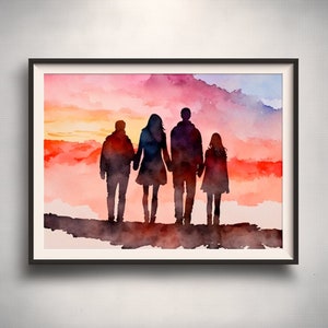 Custom family Silhouette Portrait, Silhouette Art, Person Silhouette, Custom people illustration, Dad Silhouette Portrait, Mom gift