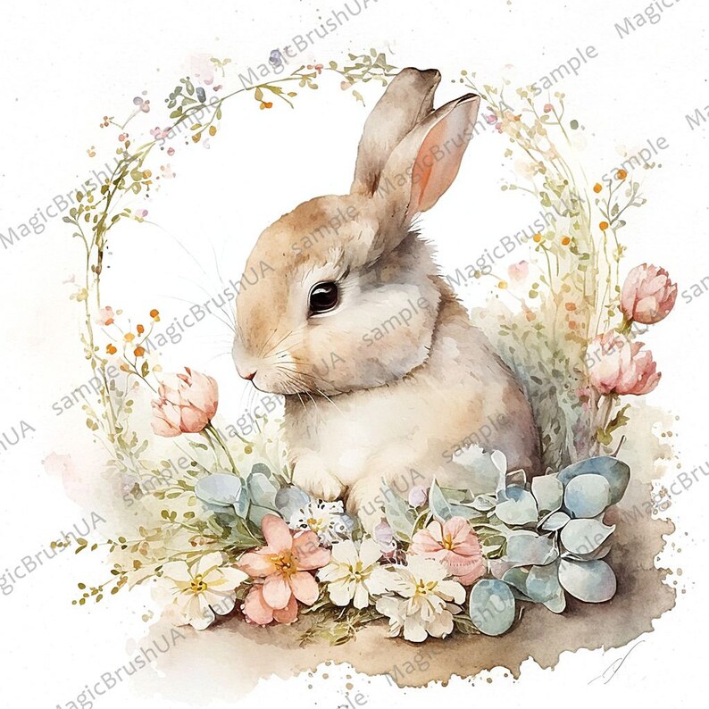 Cute Bunny Clipart Commercial Use Easter Bunny Printable - Etsy