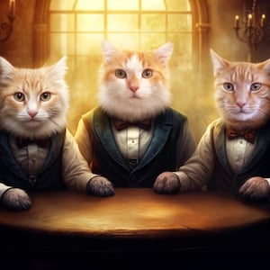 3 portraits de chats personnalisés, enseigne de bar personnalisée, portrait d'animal de compagnie personnalisé, bar de sous-sol, portrait de chats personnalisé, animaux de compagnie jouant au poker dans un bar