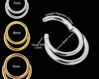 Layered Septum Clicker Cartilage Earring 16 Gauge Septum Ring Surgical Steel Hinged Septum Ring Double Septum Ring Multiple Colours