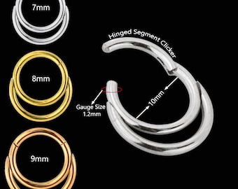Layered Septum Clicker Cartilage Earring 16 Gauge Septum Ring Surgical Steel Hinged Septum Ring Double Septum Ring Multiple Colours