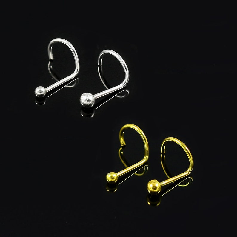 Simple Ball Small Nose Stud Sterling Silver Nose Ring Nostril Piercing Screw Nose Stud Nose Piercing Stud 22 Gauge Nose Ring image 1