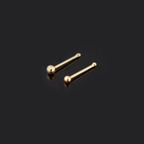 14ct Gold Nose Stud- Gold Ball Nose Bone- Tiny Nose Stud- Dainty Nose Stud- Thin Nose Ring- 22G Nose Stud- Price For Once Piece