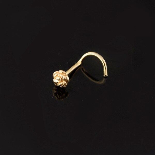 14ct Gold Nose Stud- Rose Flower Nose Stud- Gold Nose Screw- Dainty Nose Stud- Tiny Nose Stud- 20G Nose Stud