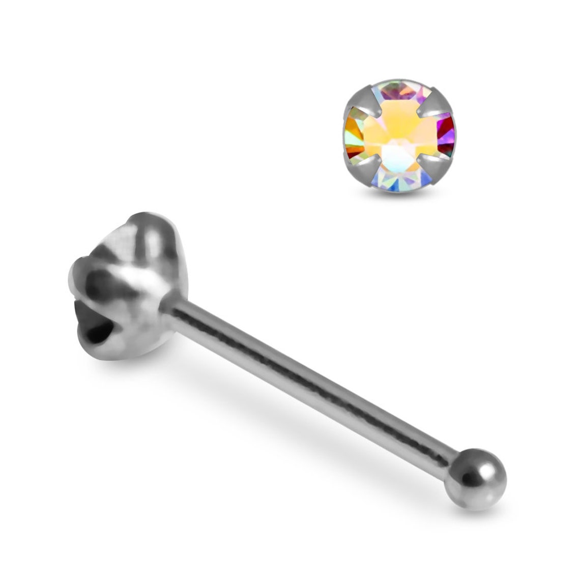 Winzige Edelstein Nase Stud Nase Knochen / L geformte Nase | Etsy