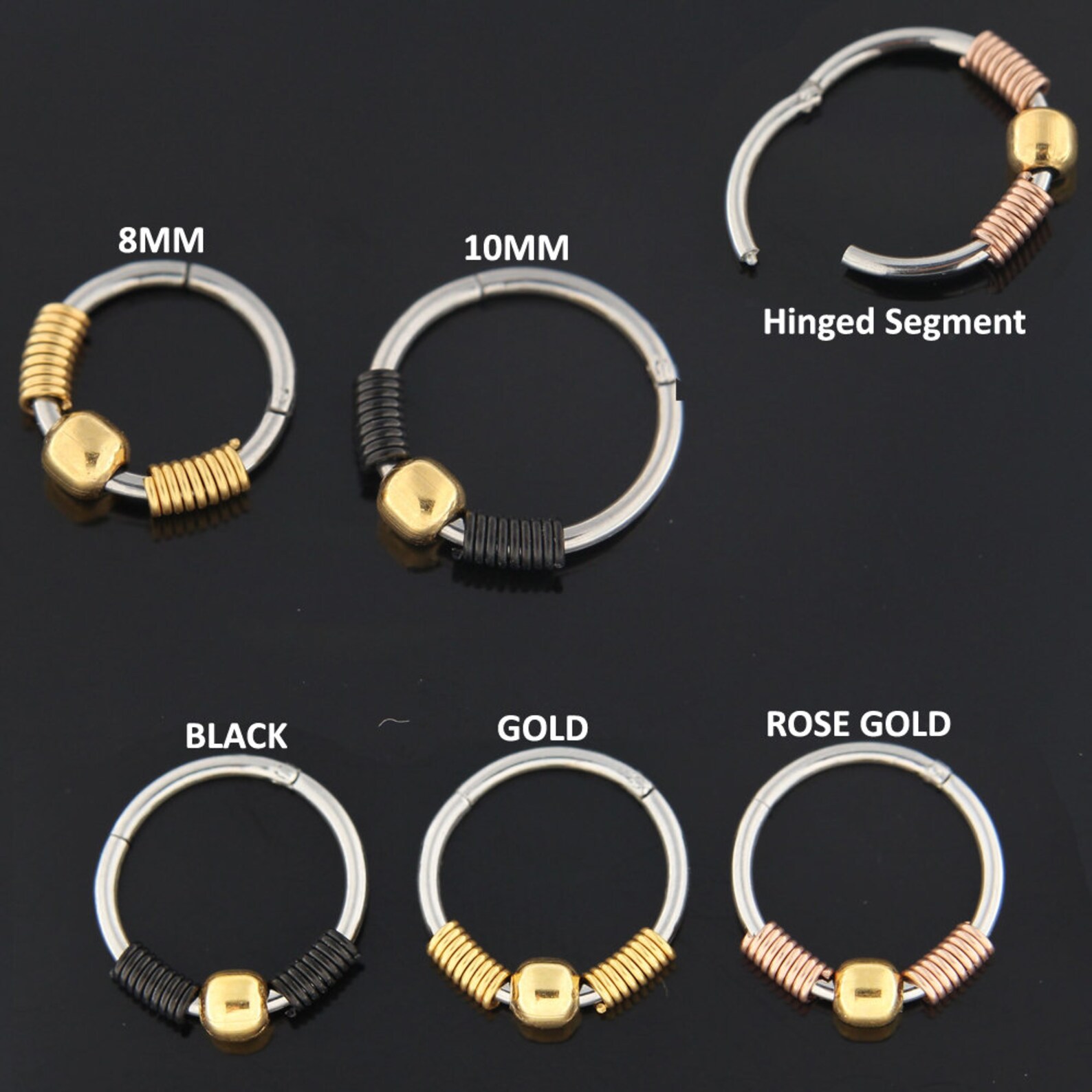 Beaded Nose Ring BCR Shape Hinged Segment Ring Surgical Etsy