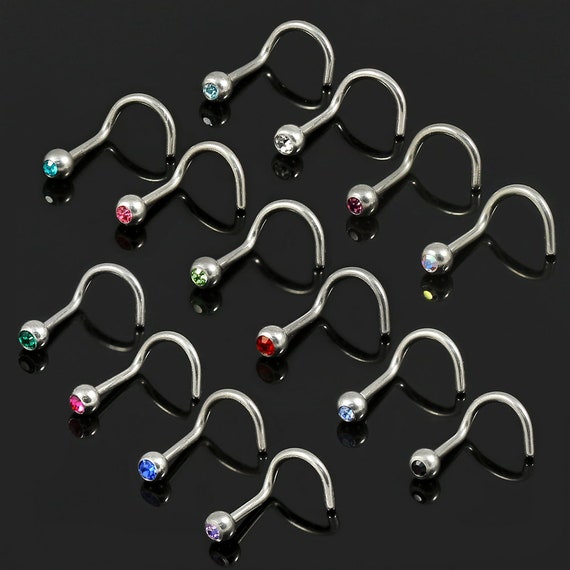 3mm CZ Jeweled Externally Threaded Nose Screw Small Nose Stud