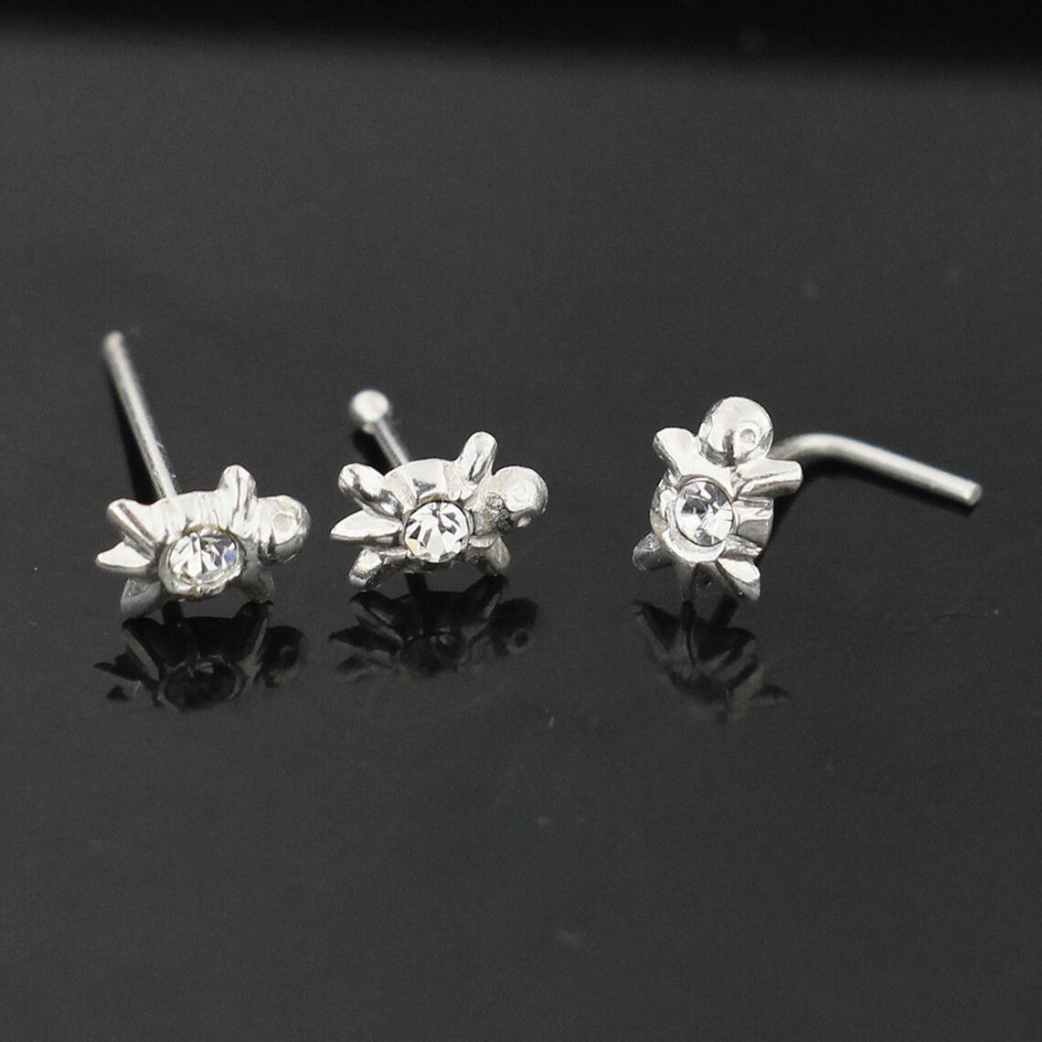 Turtle Nose Stud Sterling Silver Nose Ring Nose Bone Nose Etsy