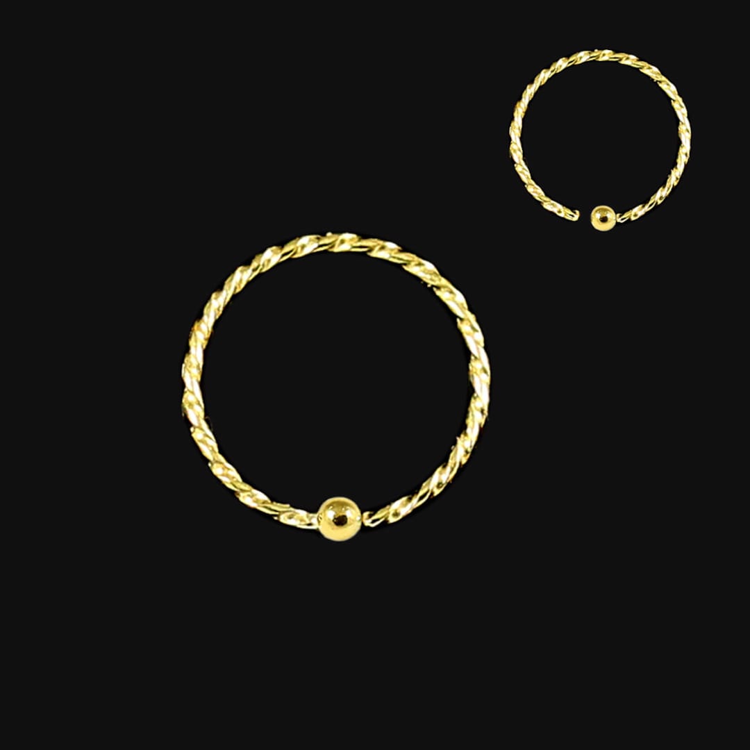 9K Solid Gold Nose Ring Twisted Nose Ring Unique Nose Ring Nose