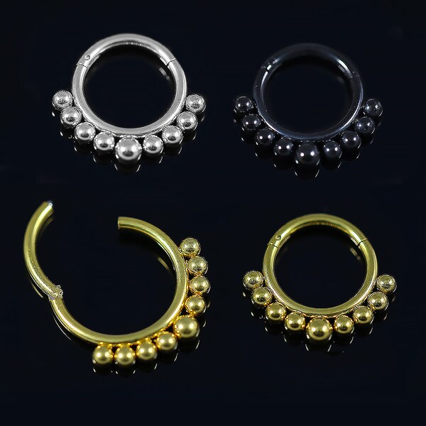 Tribal Septum Ring/ Cartilage Earring- Unique Helix Earring/ Daith Hoop/ Rook Ring- Steel Septum Piercing Ring- 16 Gauge Hoop/ 14 Gauge Hoop
