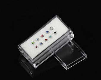 10pcs Gemstone Flower Nose Studs- Nose Bone/ Sterling Silver Nose Ring/ Tiny Nose Stud- 22 Gauge Nose Ring