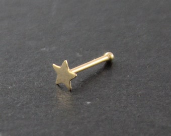 14ct Gold Nose Stud- Star Nose Ring- Nose Bone Style- Thin Nose Ring- Tiny Nose Stud- 22 Gauge Nose Ring