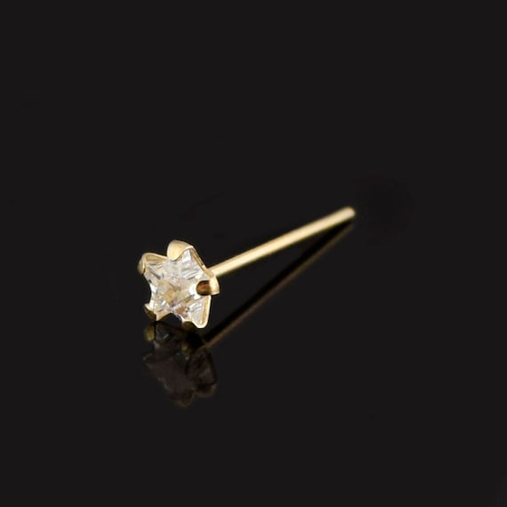 9ct Gold Nose Ring Star Nose Stud CZ Nose Stud Straight Nose Stud