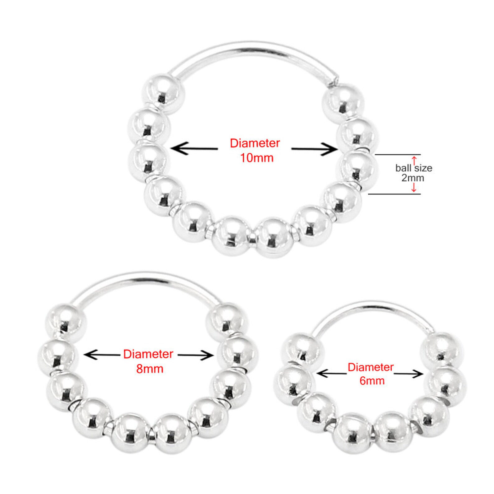 Beaded Nose Rings Snug Nose Ring Tiny Nose Ring Sterling Etsy