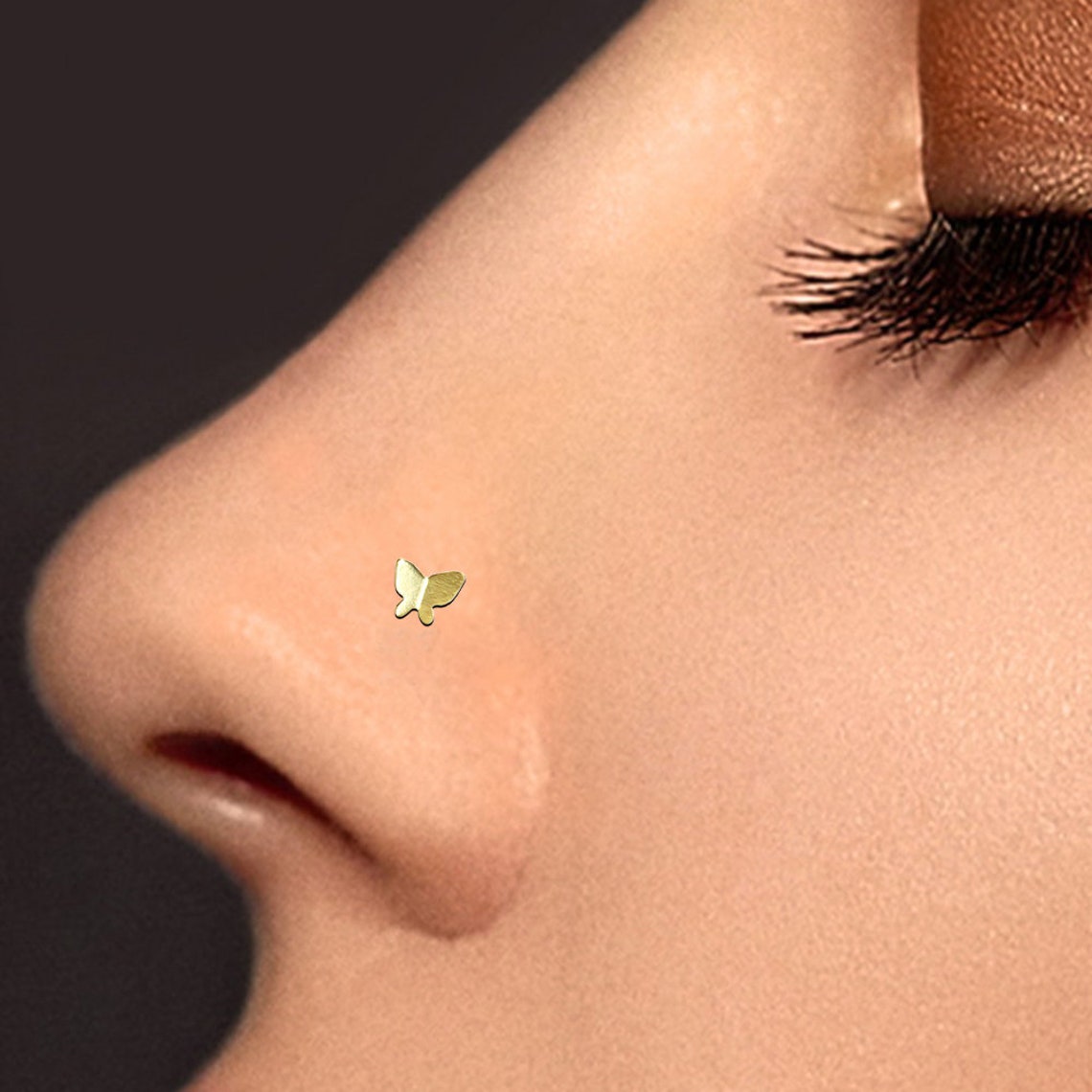 Butterfly Nose Ring 9K Solid Gold Nose Stud Nose Bone Stud Etsy UK