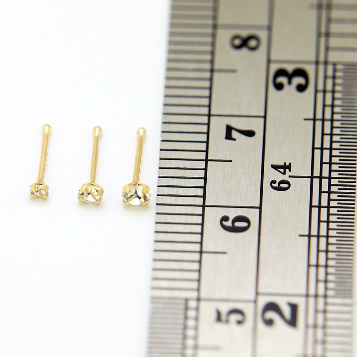CZ Gemstone Nose Stud 9ct Gold Nose Studs Nose Bone Thin Etsy