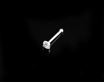 CZ Gemstone Nose Stud- Sterling Silver Nose Ring- Nose Bone Stud- Nose Piercing Ring- Thin Nose Ring- 22G Nose Stud