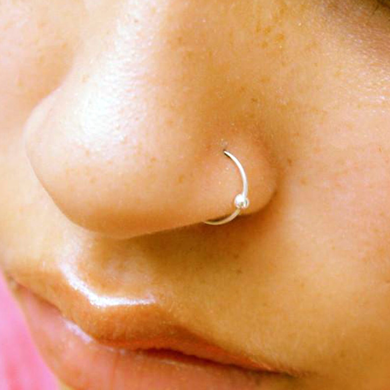 Dainty Nose Ring Hoop BCR Shape Sterling Silver Nose Hoop Etsy UK