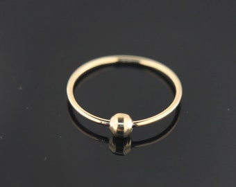 14ct Gold Nose Ring- BCR Shape Nose Hoop- Thin Nose Ring- Tiny Nose Hoop- 22 Gauge Nose Ring