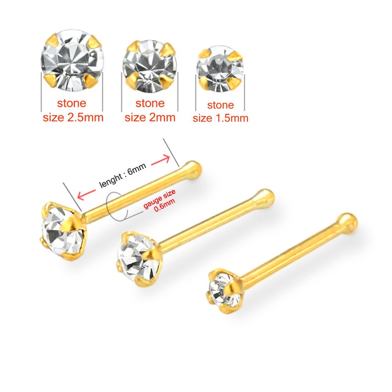 9ct Gold Nose Stud CZ Nose Stud Gemstone Nose Stud Nose Etsy