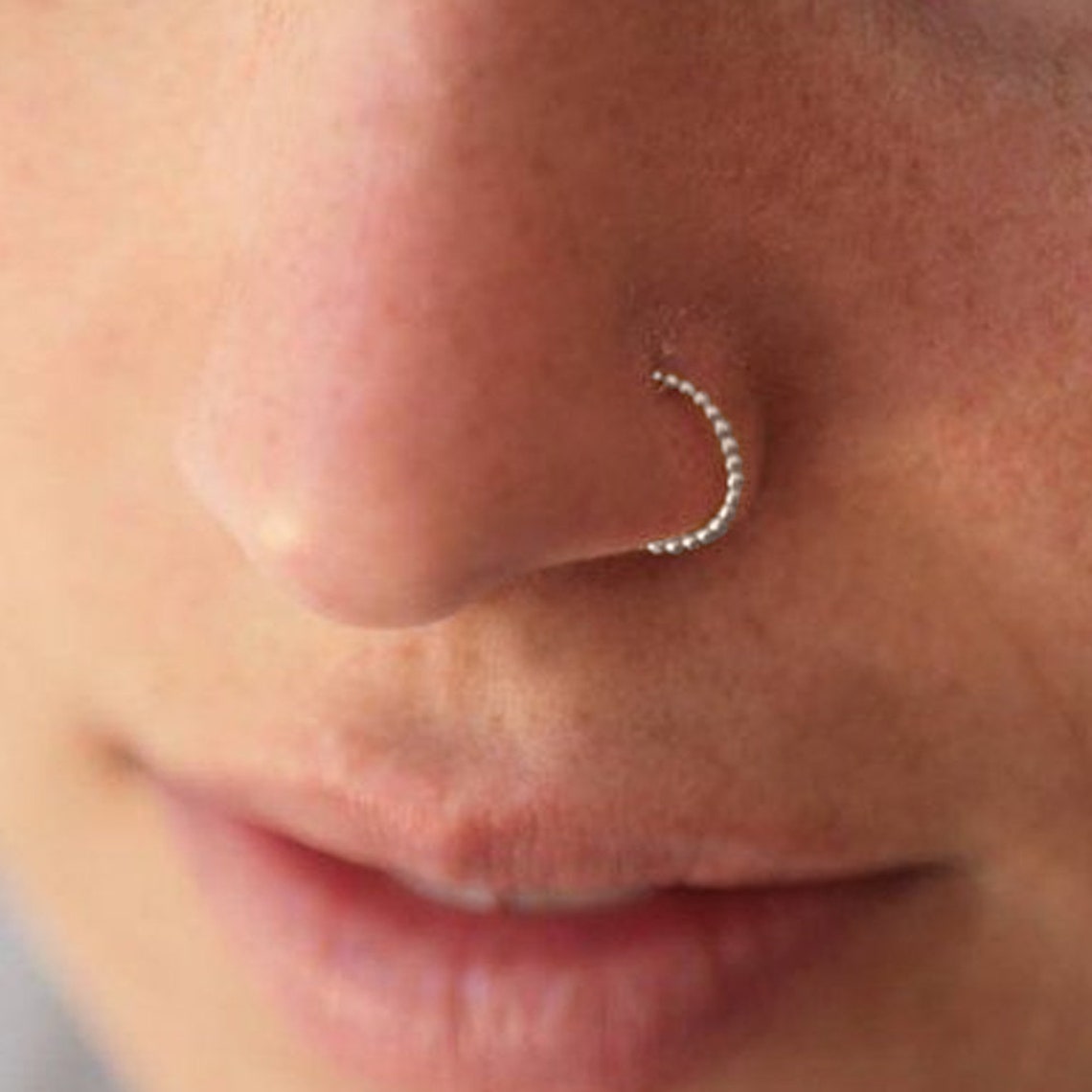 White Gold Twisted Nose Ring Seamless Nose Hoop Etsy