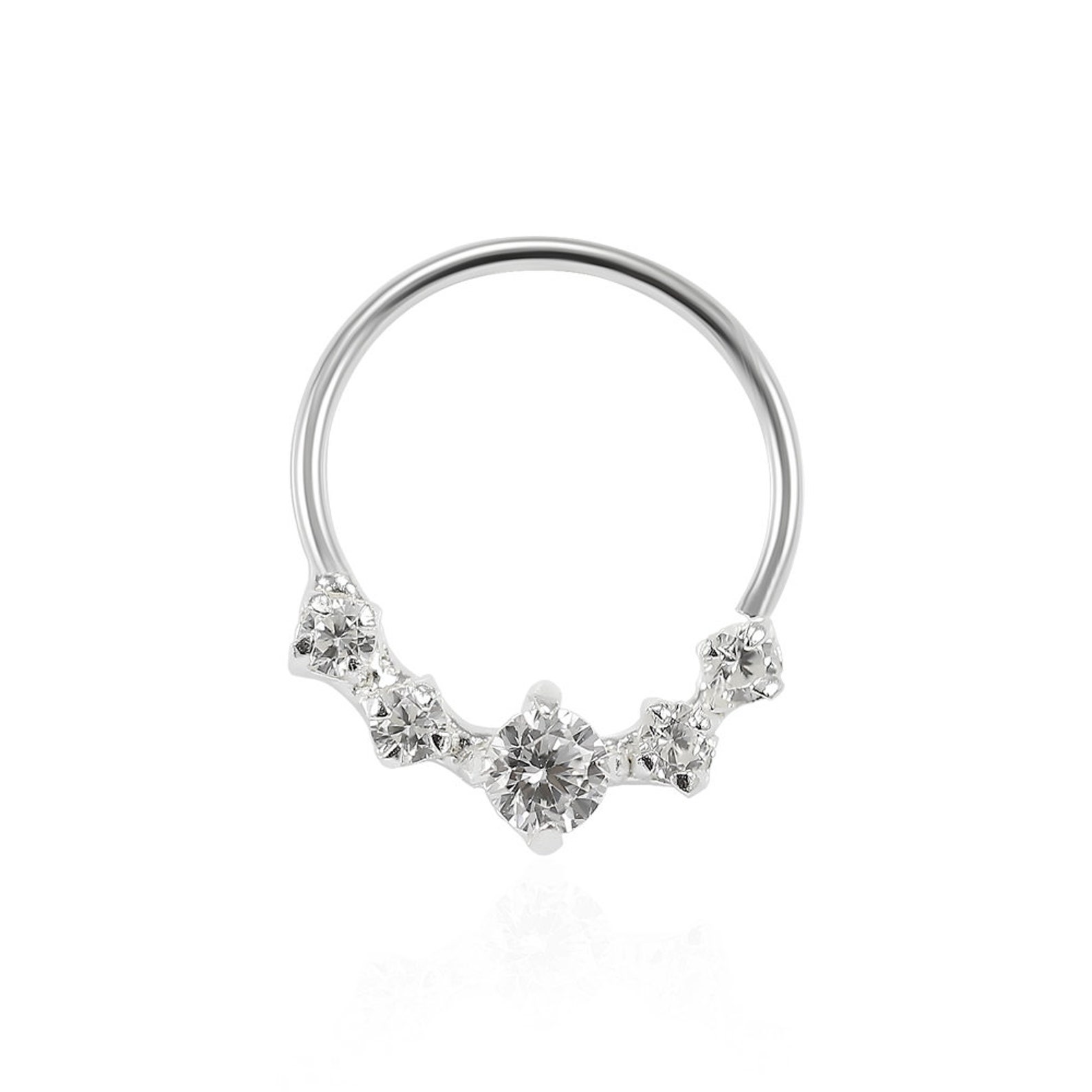 5 Crystal Nose Ring Sterling Silver Nose Ring Thin Nose Etsy UK