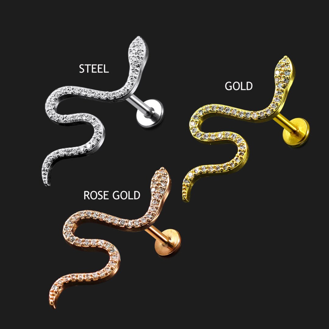 316L Surgical Steel Swirling Snake Helix Tragus Cartilage Flat Etsy