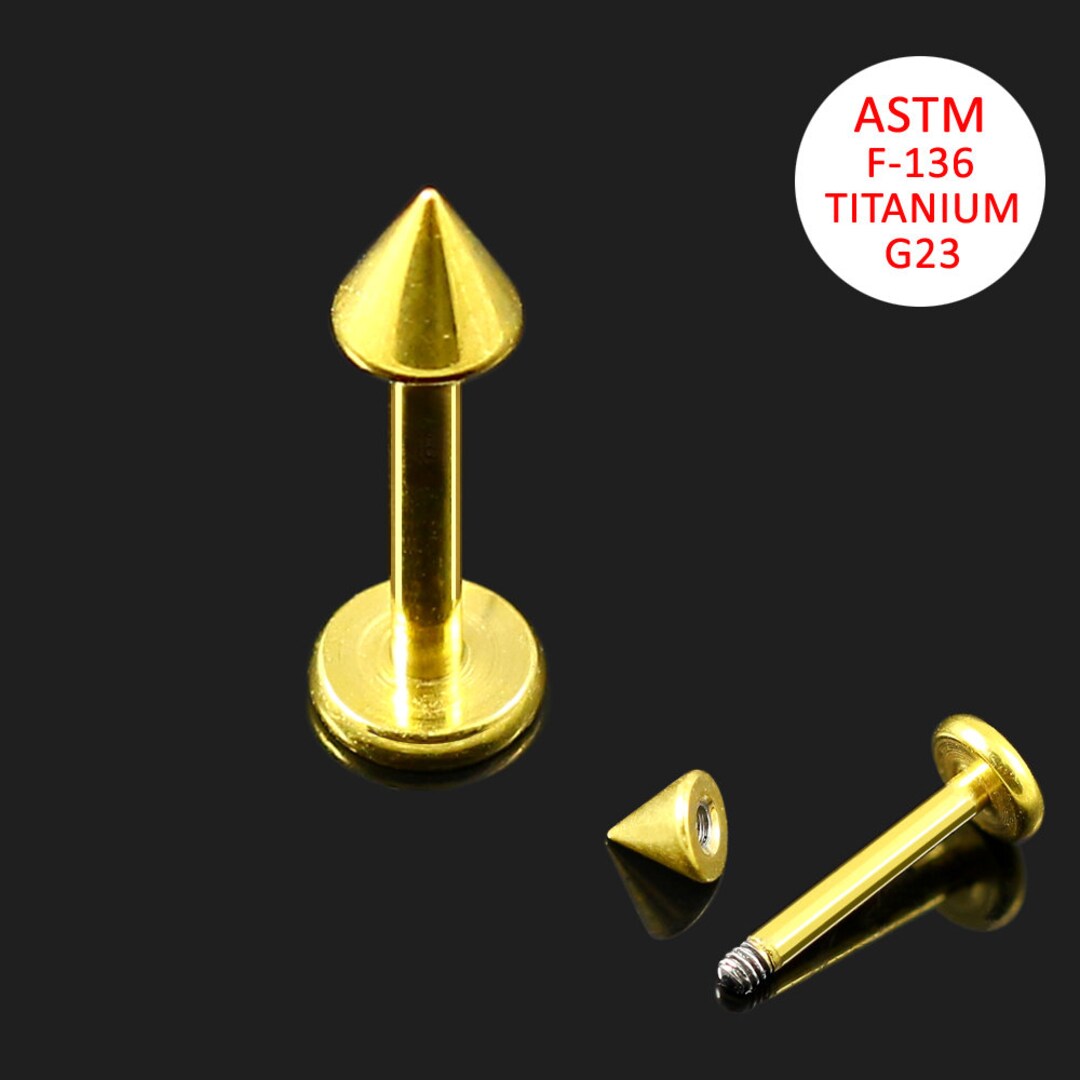 G23 Grade Titanium Simple Labret Piercing Bar With Cone Lip Stud/ Cartilage Earring Helix Labret