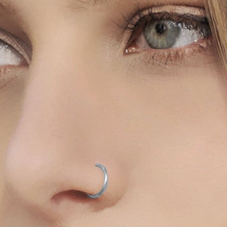 9K Gold Nose Rings Hinged Segment Ring 16 Gauge Hoop Etsy