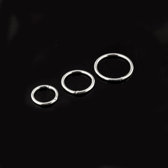 14K White Gold Nose Ring Cartilage Earring Hinged Nose Ring 18G